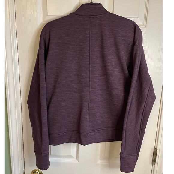 Title Nine Crash Polartec Bomber Jacket Sz L Purple Pockets Thumbholes Athletic - Picture 5 of 15